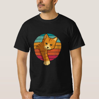 Camiseta Vintage Style Orange Tabby Cat Silhoule Amor
