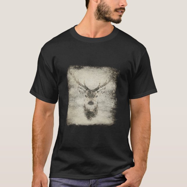 Camiseta Vintage Style Polygonal Deer Face (Frente)
