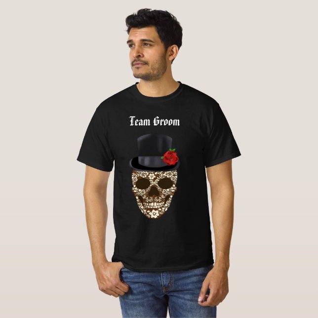 Camiseta Vintage Sugar Skull Team Groom (Frente Completa)