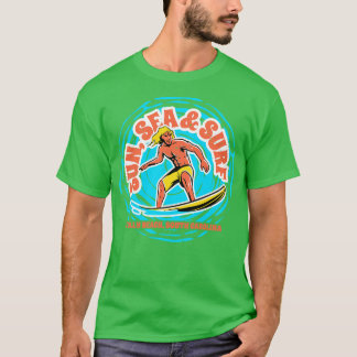 Camiseta Vintage Sun Sea Surf Folly Beach South olina Retro
