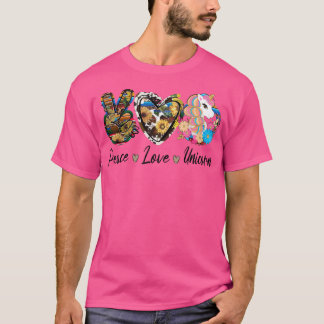 Camiseta Vintage Sunflower Peace Love Unicorn Funny Unicorn