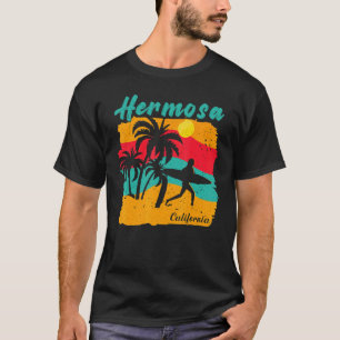 Camiseta Vintage Sunset Beach Surfing Hermosa California Su