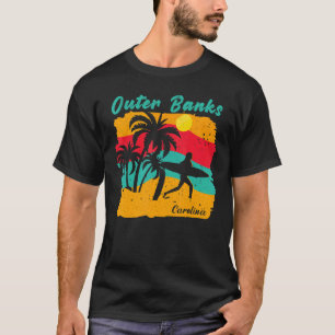 Camiseta Vintage Sunset Beach Surfing Outer Banks Carolina