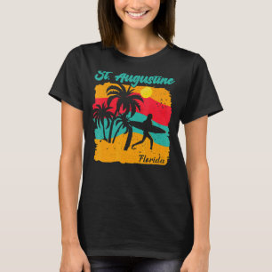 Camiseta Vintage Sunset Beach Surfing Rua Augustine Florida