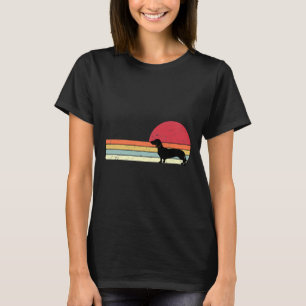 Camiseta Vintage Sunset Dachshund Silhoule Estilo Retroativ