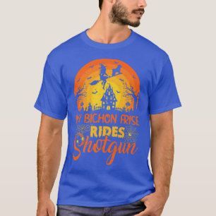 Camiseta Vintage Sunset My Bichon Frise Dog Ride Shot Hallo