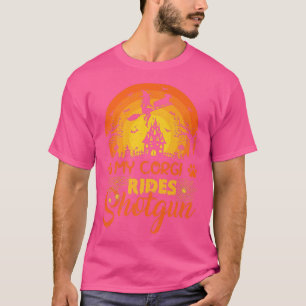 Camiseta Vintage Sunset My Corgi Dog Ride Shotgun Halloween