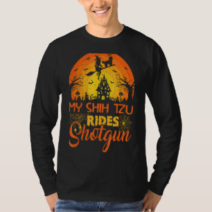 Camiseta Vintage Sunset My Shih Tzu Dog Ride Shotgun Hallow