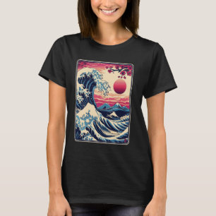 Camiseta Vintage Sunset Nature Lover Surf De Arte Onda Japo