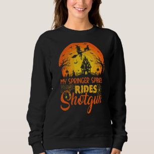 Camiseta Vintage Sunset Springer Spaniel Dog Ride Shotgun H