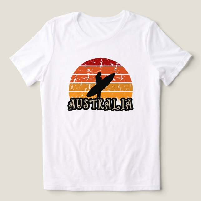 Camiseta Vintage Sunset Surf Girl Australia Beach Liestyle (Design frontal)