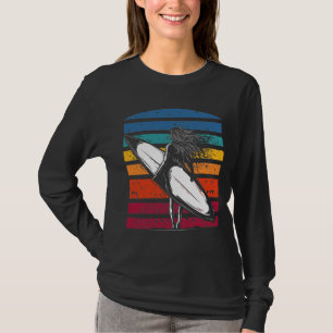 Camiseta Vintage Surfer Girl Graphic Beach Surfboard Mulher