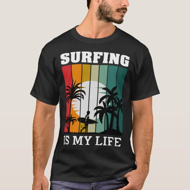 Camiseta Vintage Surfer Retro Surfing Beach Summer Vacation (Frente)