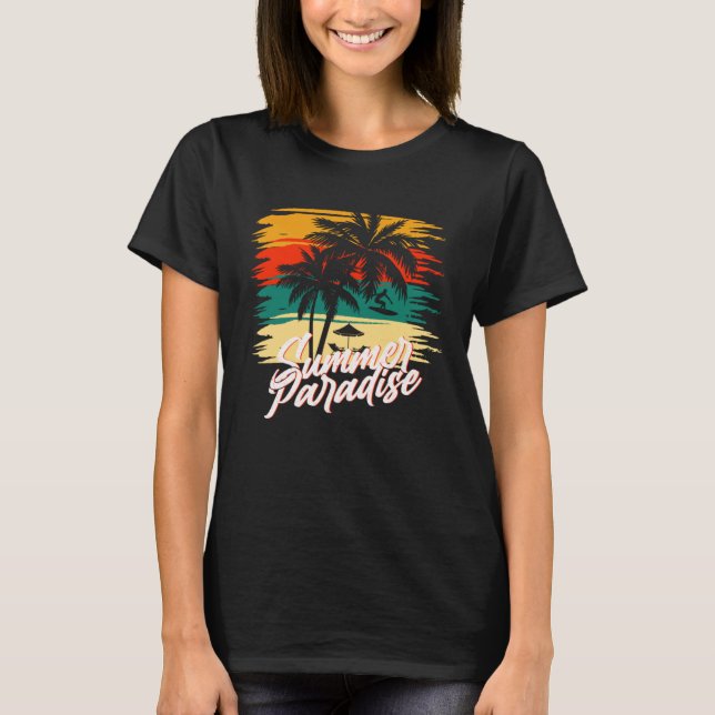 Camiseta Vintage Surfer Retro Surfing Beach Summer Vacation (Frente)
