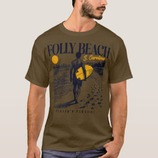 Camiseta Vintage Surfing Folly Beach South olina Retro Surf