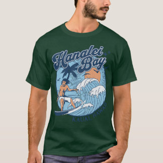 Camiseta Vintage Surfing Hanalei Bay Kauai Hawaii Ret, 1970