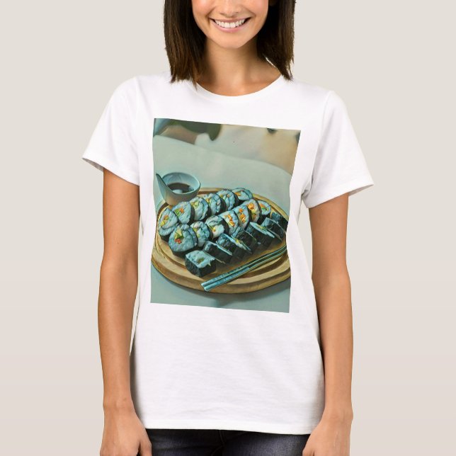 Camiseta Vintage Sushi Trabalho de arte (Frente)