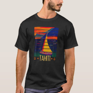Camiseta Vintage Tahiti França Polinésia Sunset Sailing T S