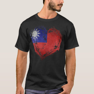Camiseta Vintage Taiwan Flag Special Heart Shape Na moda De