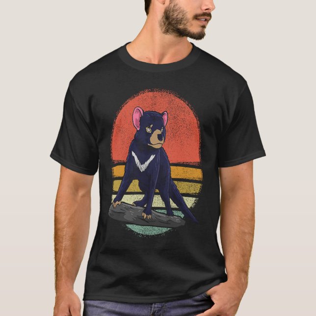 Camiseta Vintage Tasmanian Devil Animal Retro Tasmanian Dev (Frente)