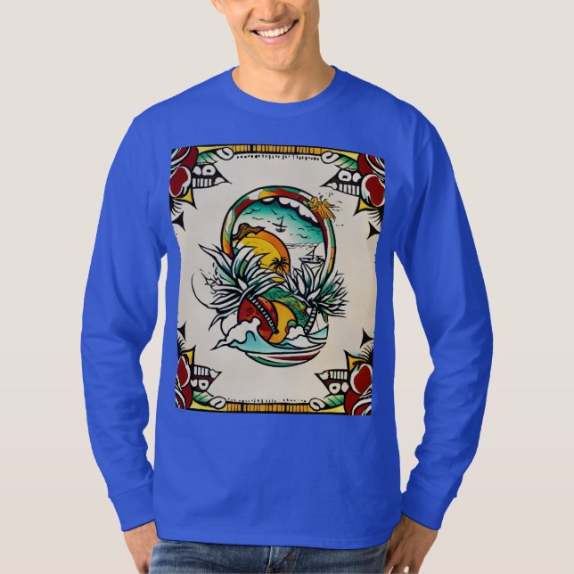 Camiseta Vintage Tattoo Heart com Thorns e Arrows T-Shir (Frente)