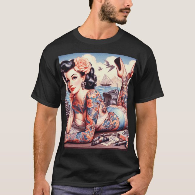 Camiseta Vintage Tattoo Old School Girl (Frente)