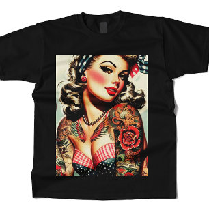 Camiseta Vintage Tattoo Old School Pin-up