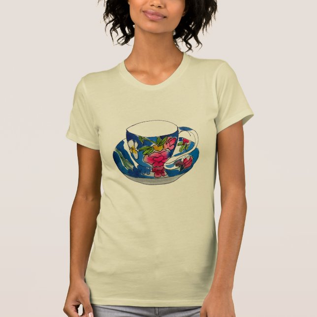 Camiseta Vintage Teacups (Vintage Teacups) ilustração origi (Frente)