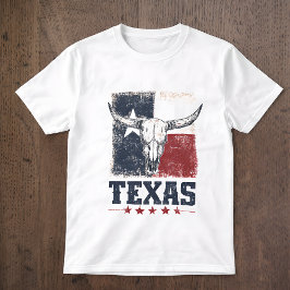 Camiseta Vintage Texas Longhorn Bull Skull Distressed Flag