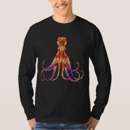 Camiseta Vintage Tie Dye Octopus Red Purple Orange Colorir