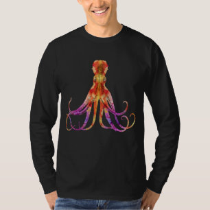 Camiseta Vintage Tie Dye Octopus Red Purple Orange Colorir