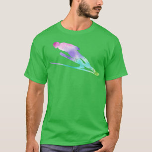 Camiseta Vintage Tie Dye Ski Jumping Trabalho de arte Skiie