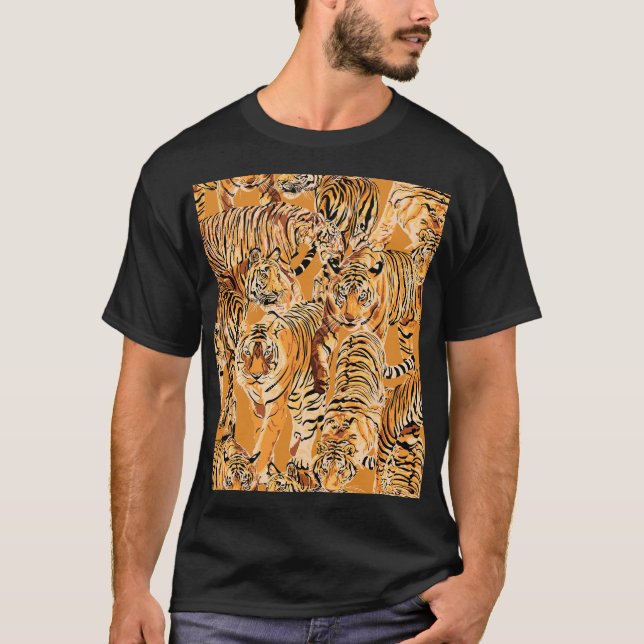 Camiseta Vintage Tiger Safari Wildlife Patterno (Frente)