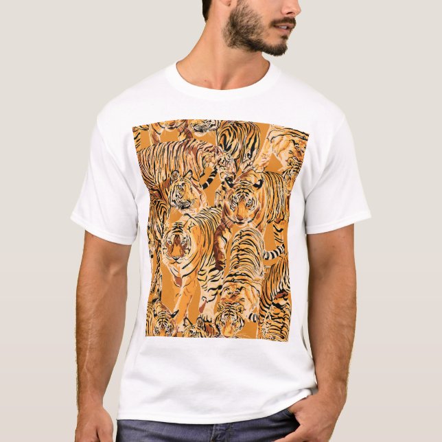 Camiseta Vintage Tiger Safari Wildlife Patterno (Frente)