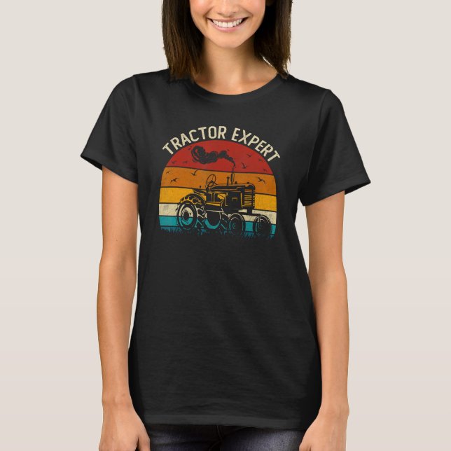 Camiseta Vintage Tractor Expert Farmer Farming (Frente)