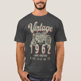Camiseta Vintage Tractor Farmer Birthday Born In 1962 & Est