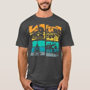 Camiseta Vintage Trains Steam Locomotive Railroad Retro