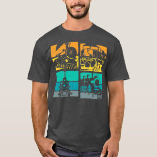 Camiseta Vintage Trains Steam Locomotive Railroad Retro