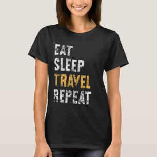 Camiseta Vintage Traveler Come Sleep Viagem Repetir