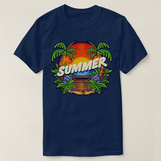 Camiseta Vintage treasure Island Beach Retro Summer (Frente do Design)