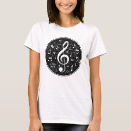 Camiseta Vintage Treble Clef Music Notes Trabalho de arte