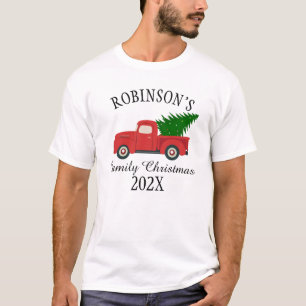 Camiseta Vintage Truck Tree Family Natal Personalizado