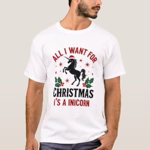 Camiseta Vintage Tudo o que Quero para o Natal é um Unicórn