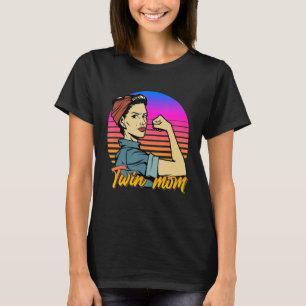Camiseta Vintage Twin Orgulhosa Mãe Gêmeos Gêmeos Gêmeos