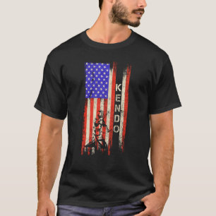Camiseta Vintage U, American Flag Kendo Aikido Shinai Swor