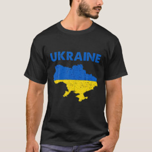 Camiseta Vintage Ucrânia Flag Color Ucrânia Mapa Patriótico