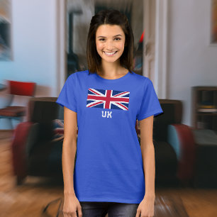 Camiseta Vintage Union Jack Flag (Texto branco "UK")