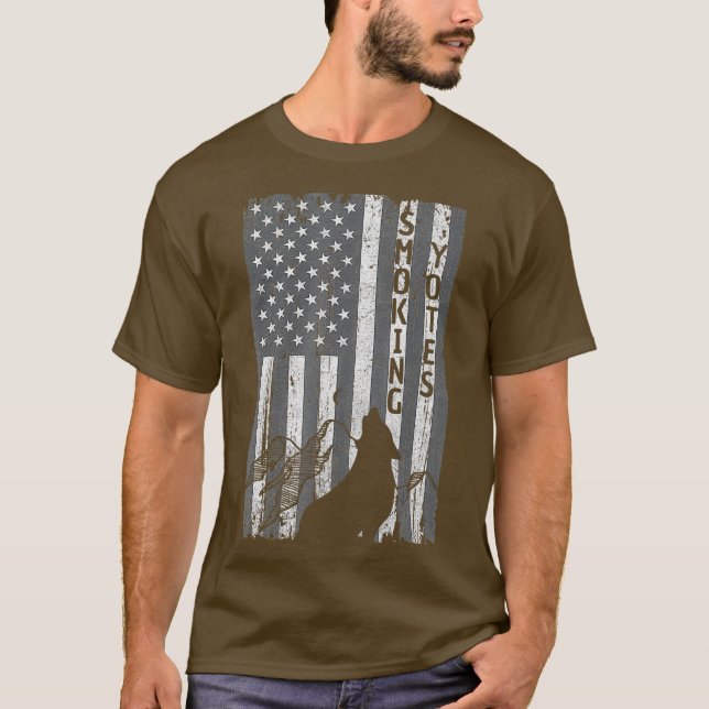 Camiseta Vintage US Flag Coyote Hunter Hunter Hunters (Frente)