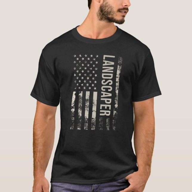 Camiseta Vintage US Flag Landscaper Premium (Frente)