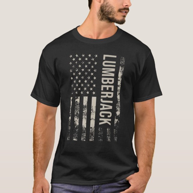 Camiseta Vintage US Flag Lumberjack (Frente)